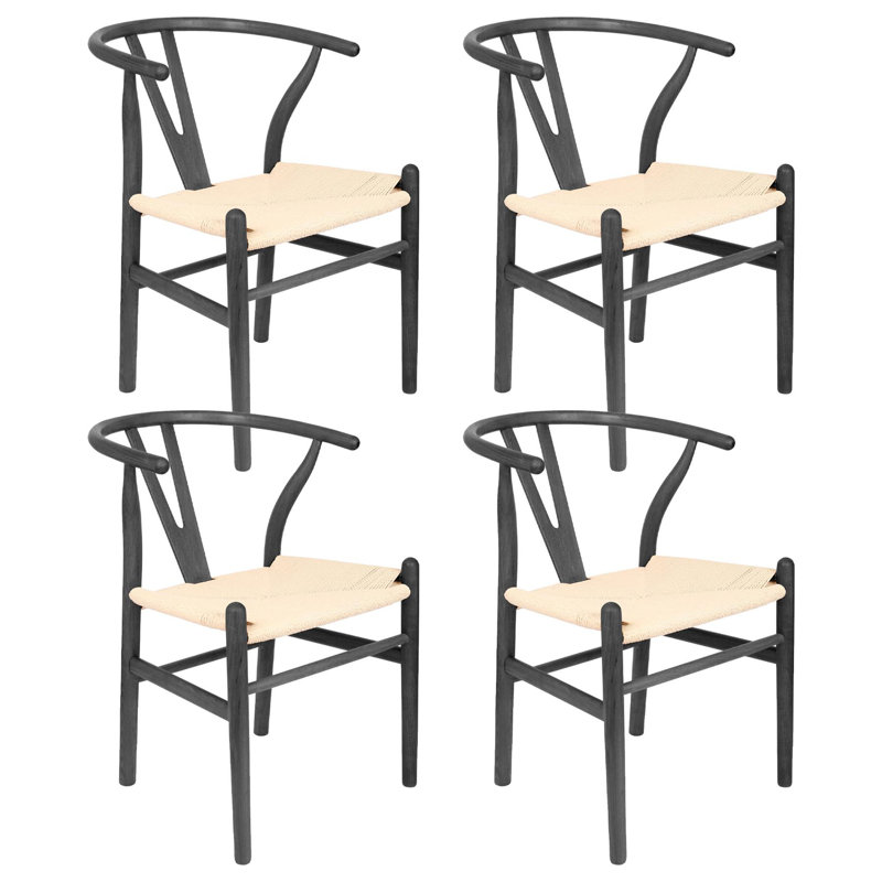 Nicholas Winter Scandi Danish Style Solid Wood Dining Chairs, 4, Black/Natural