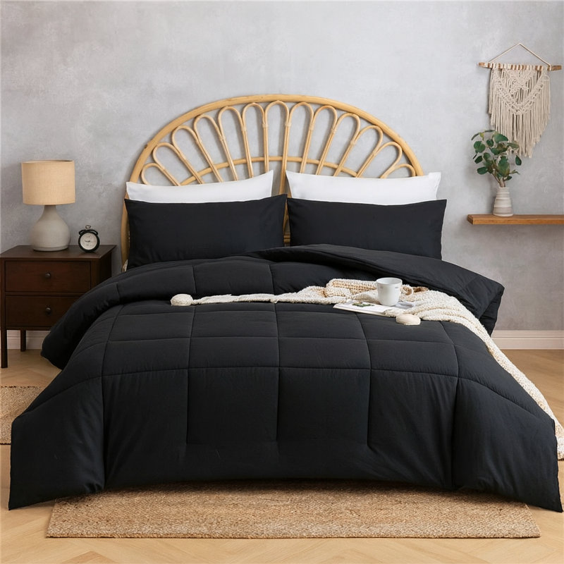 Ensemble d'édredon 5 pièces en mélange de coton avec bourre 100% coton - Literie toutes saisons avec draps et taies d'oreiller