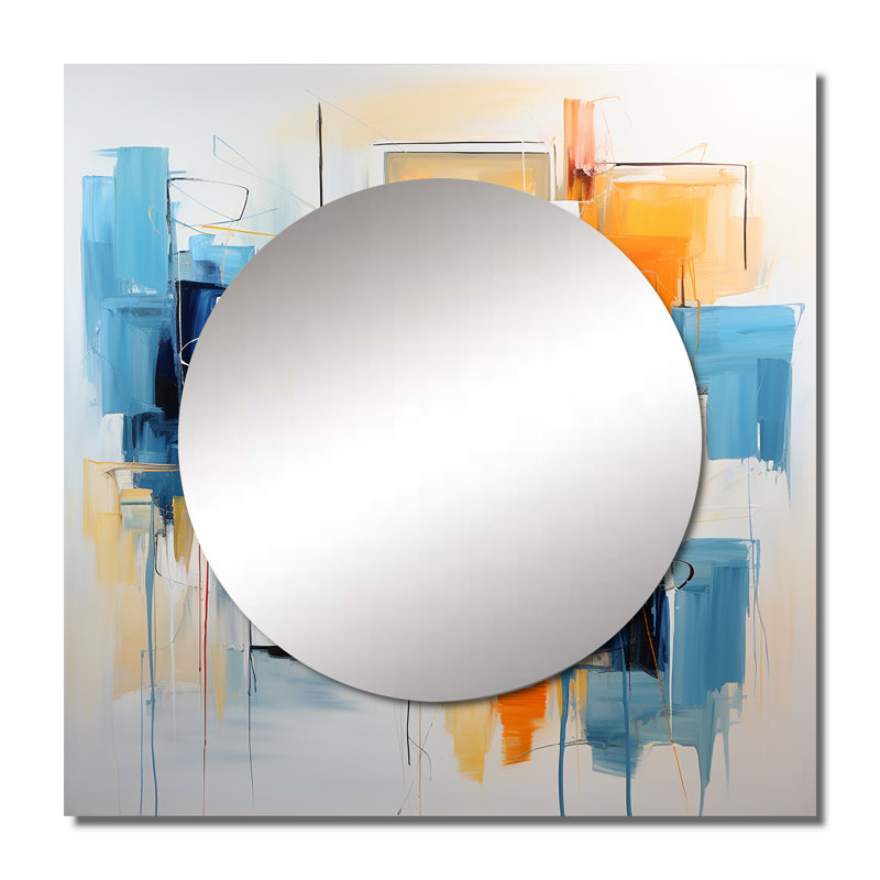 Geisi - Art mural abstrait à miroirs carrés pour salle de bain, 29 po x 29 po