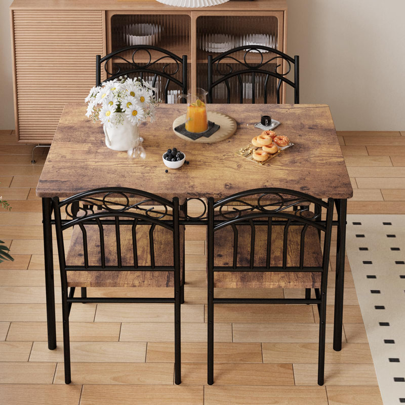 Ensemble de table de salle à manger 5 pièces avec 4 chaises pour petits espaces