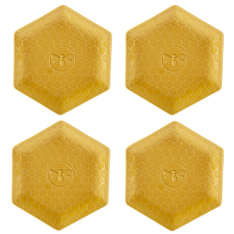 Ensemble de 4 grandes assiettes en nid d'abeille