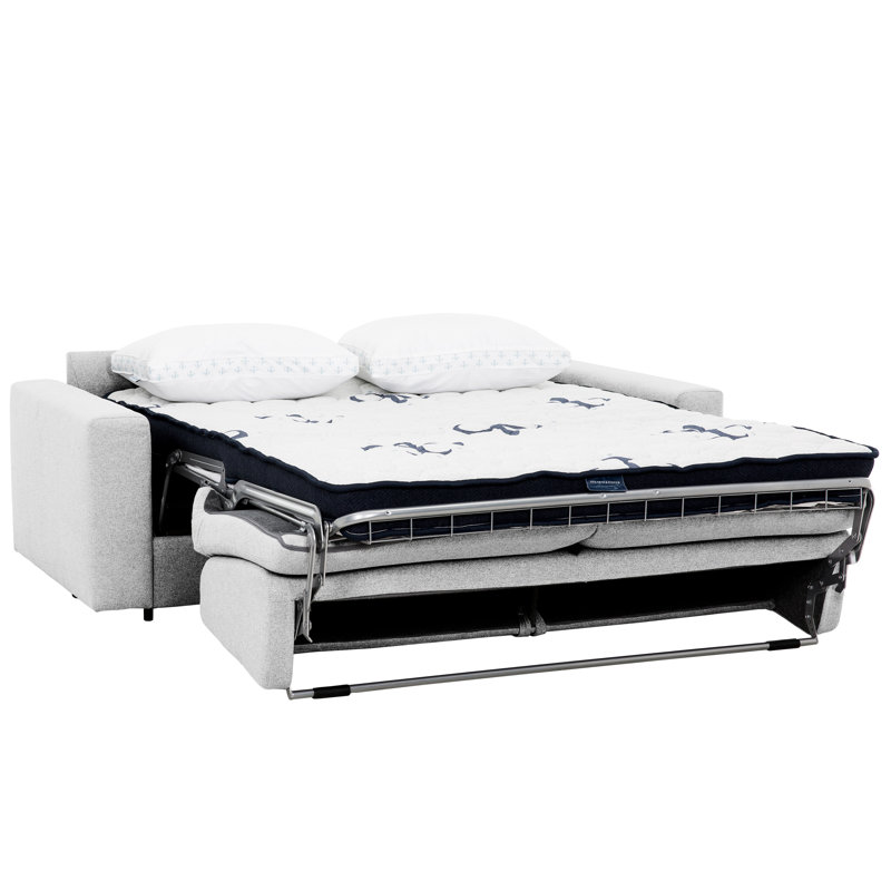 Canapé-lit 78 po gris clair Stearns & Foster avec matelas en mousse à mémoire de forme Giotto, Argent argent