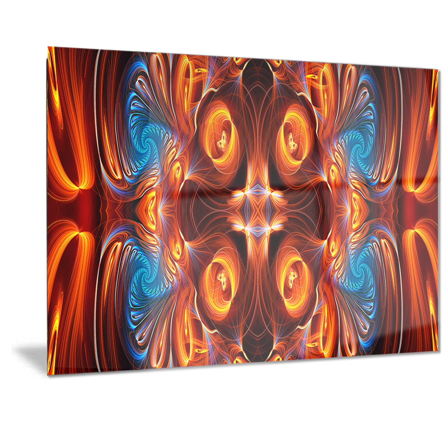 Design Art Metal 'Orange/Brown Mirrored Art' Graphic Art | Wayfair