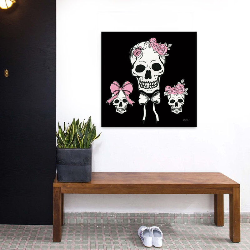 Coquette Skulls, art contemporain, H 32 po x l 32 po