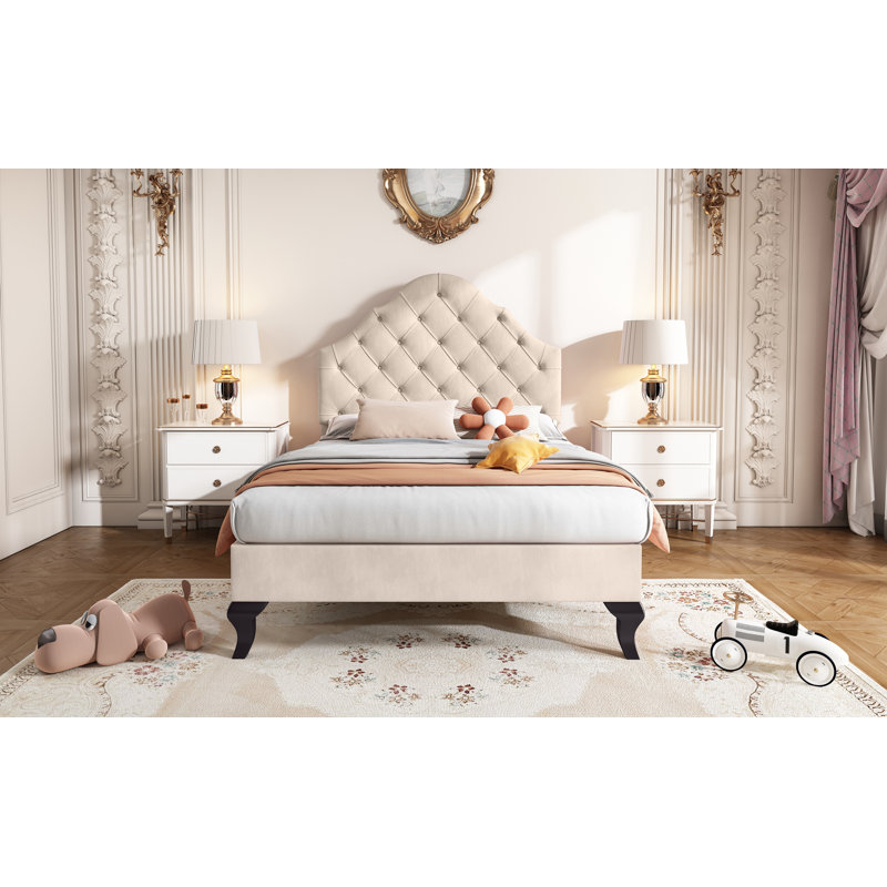 Upholstered Storage Bed, Beige