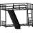 Black Bunk Bed With And Slide, Metal Frame Configuration, Space - Saving Design For Small Rooms, Guardrails Easy Assembly Assignment In Black, Slide Arrangement Scheme, 'S Bedrooms, Secure Sleep,