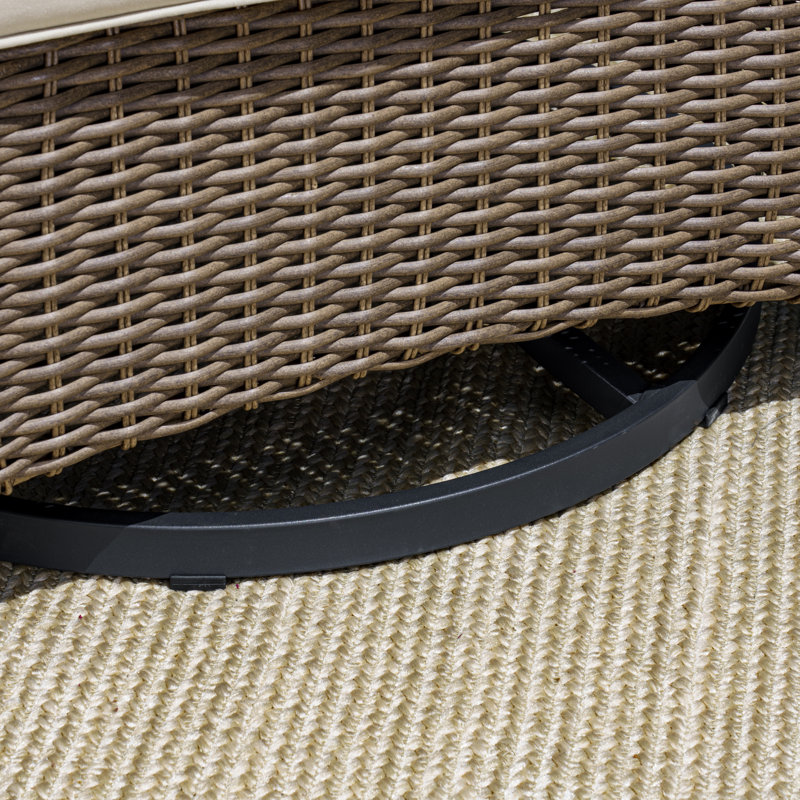 Rio Vista Beige Cushioned Brown Wicker Outdoor Glider Chair Set