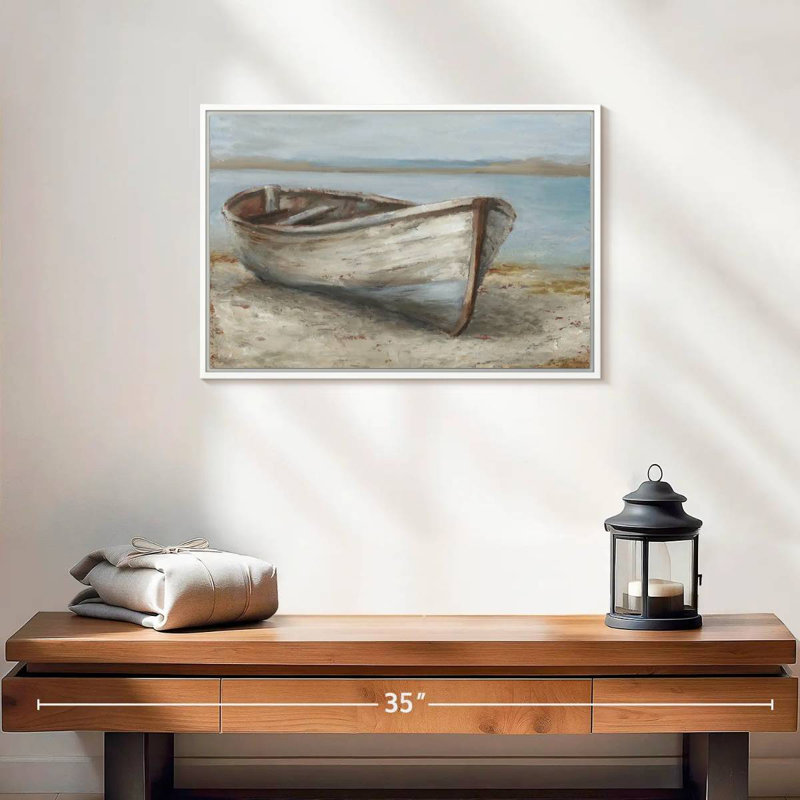Bateau blanchi à la chaux I, Cadre flottant blanc, 19 po x 13 po