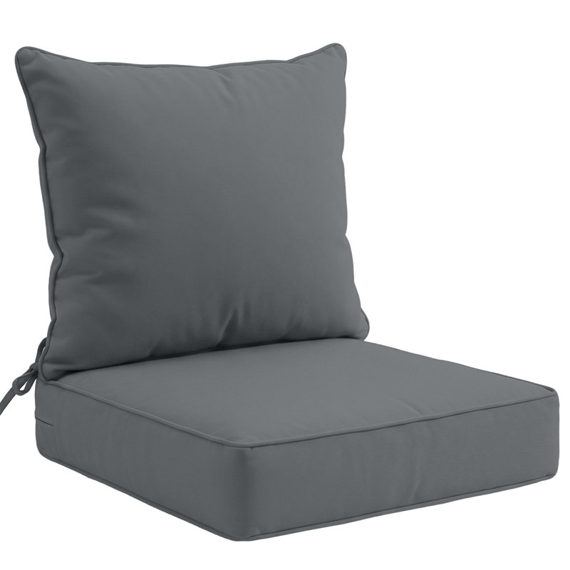 Indoor/Outdoor 5" Thick Deep Seating Cushion Set Seat/Back Cushion for Chairs Loveseats Sofas, Gray