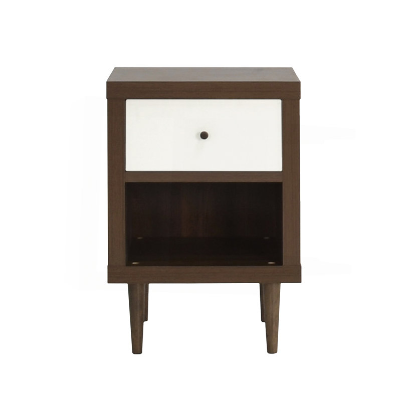 2-Drawer Nightstand, Walnut/White