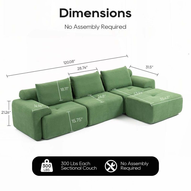 Canapé-lit convertible en tissu Corduroy, Vert