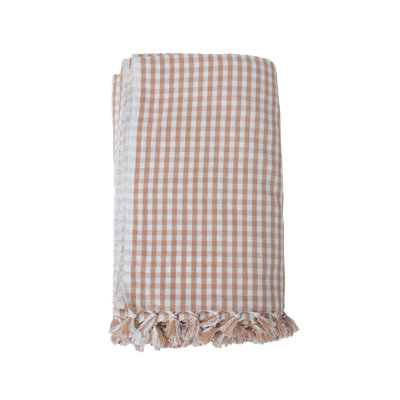 Tan Gingham Tablecloth