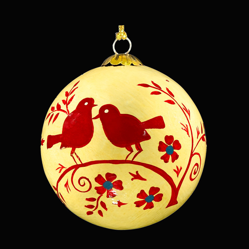 7.62cm Handmade Paper Plants & Flowers Bauble, Red