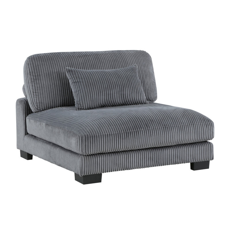 Fauteuil d'appoint 45 po Deraney avec revêtement en velours côtelé, dossier réglable et coussin lombaire assorti