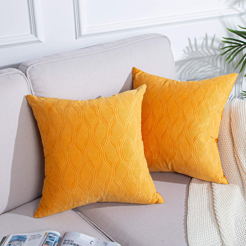 Housse de coussin carré en velours, Doré