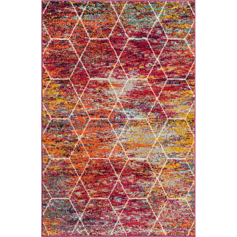 Geometric Indoor Rug, Rectangle 4'1" x 6'1"