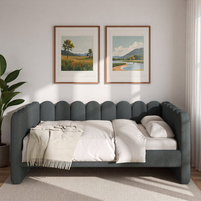 Upholstered Daybed With Curved Ribbed Design