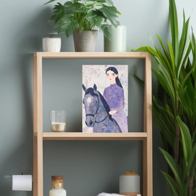 Serene Purple Rider Dreamy Elegant Ethereal Horse Lavender Portrait Wall Art Print 1 Piece Wrapped Canvas Wall Art