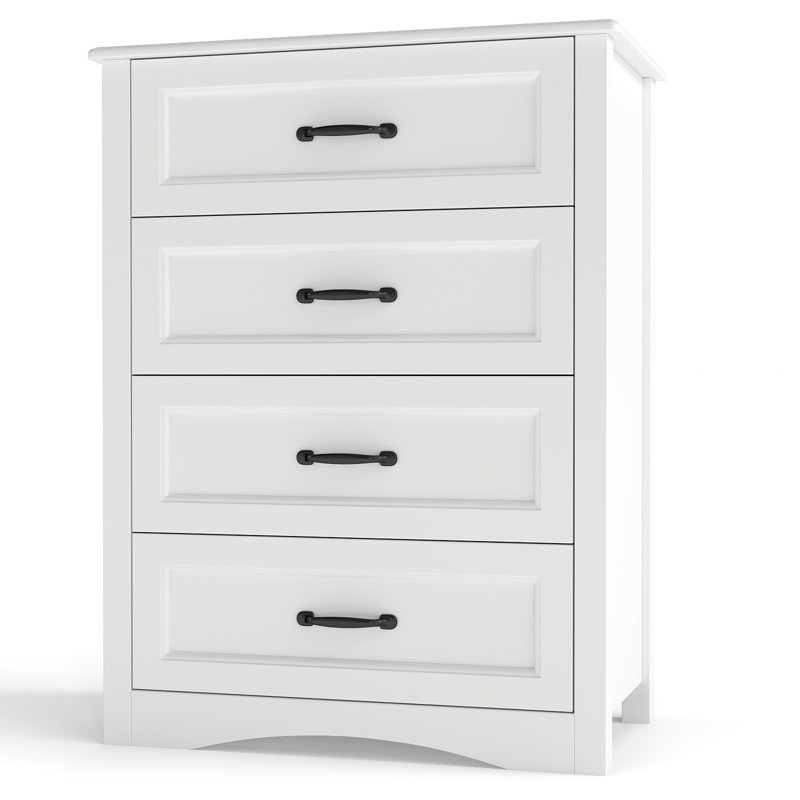 Ergica 4-Drawer Wooden Dresser, 31.5" H x 23.6" W x 15.7" D, White