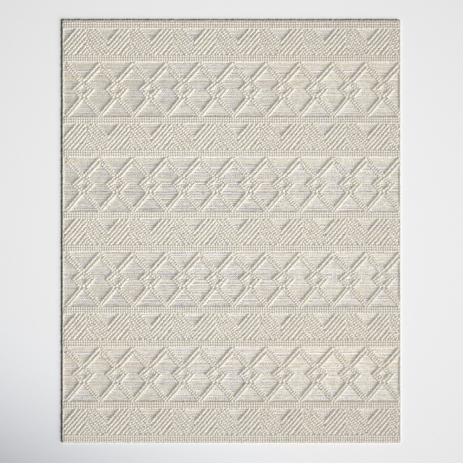 Tribeca Blue Cream Flatweave Geometric Wool Rug, Rectangle 10' x 14'
