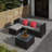 Lockney Modern 4-Person Outdoor Patio Set with Cushions, UV & Rust-Resistant Wicker Frame-506321546
