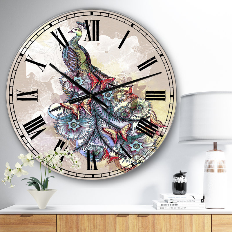 Horloge murale surdimensionnée Butterfly Peacock, Petit