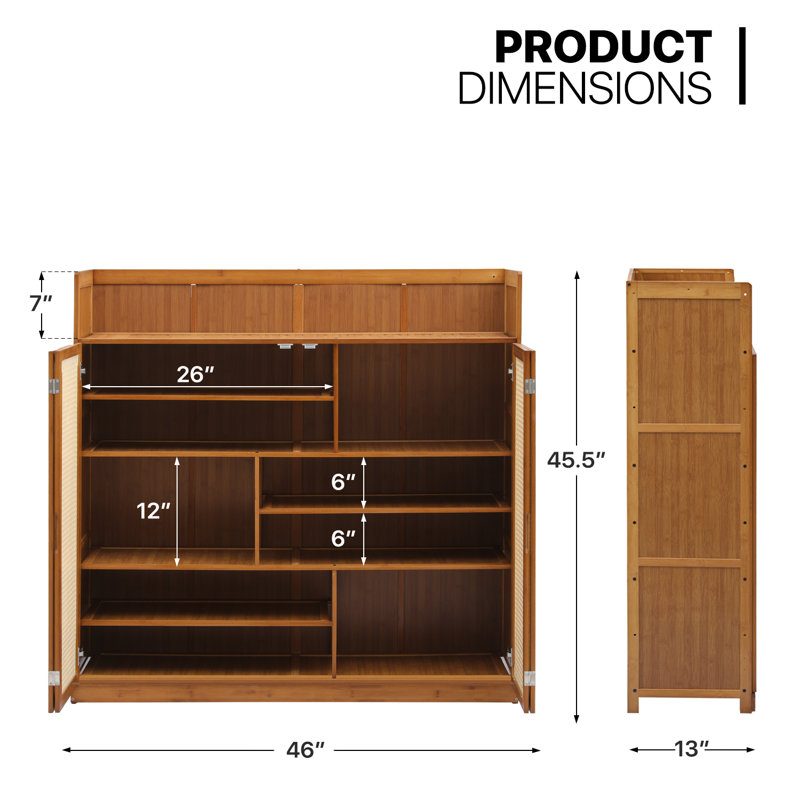Bamboo 7-Tier 30 Pairs Shoe Cabinet, Entryway Shoe Storage Rack Organizer with Boots Compartments