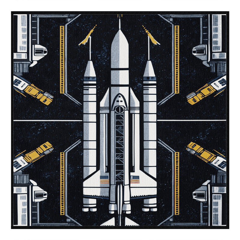 Machine Washable Transportation Gray Area Rug, Square 8'