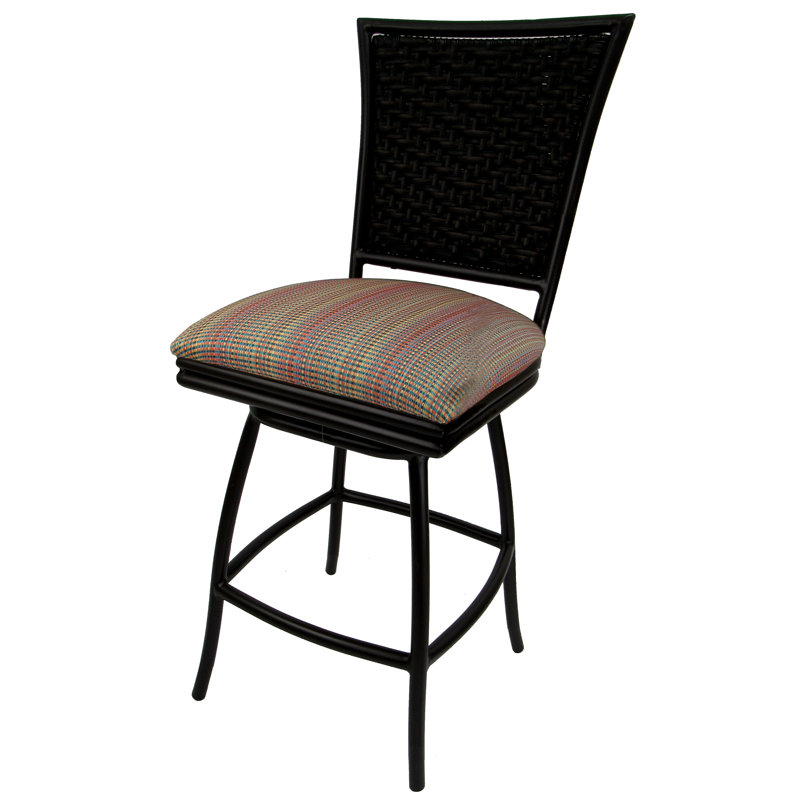 Tabouret 30 "avec coussin, Rayures multicolores, Noir, 30"