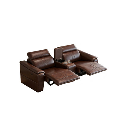 3-Piece Modular Leather Sofa With 2 Cup Holders