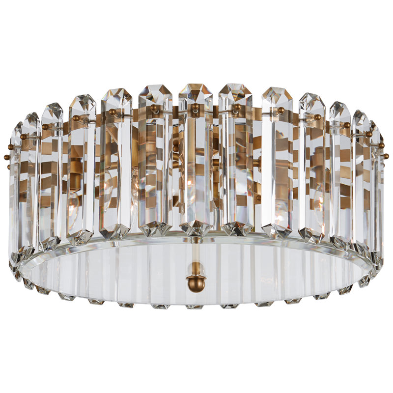 AERIN Bonnington Large Flush Mount, Polished Nickel, Crystal