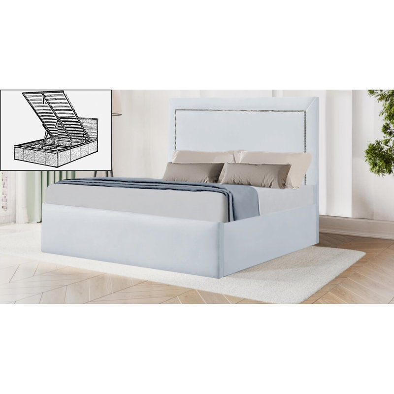 Barlas Upholstered Ottoman Storage Bed, Small Double (4'), White