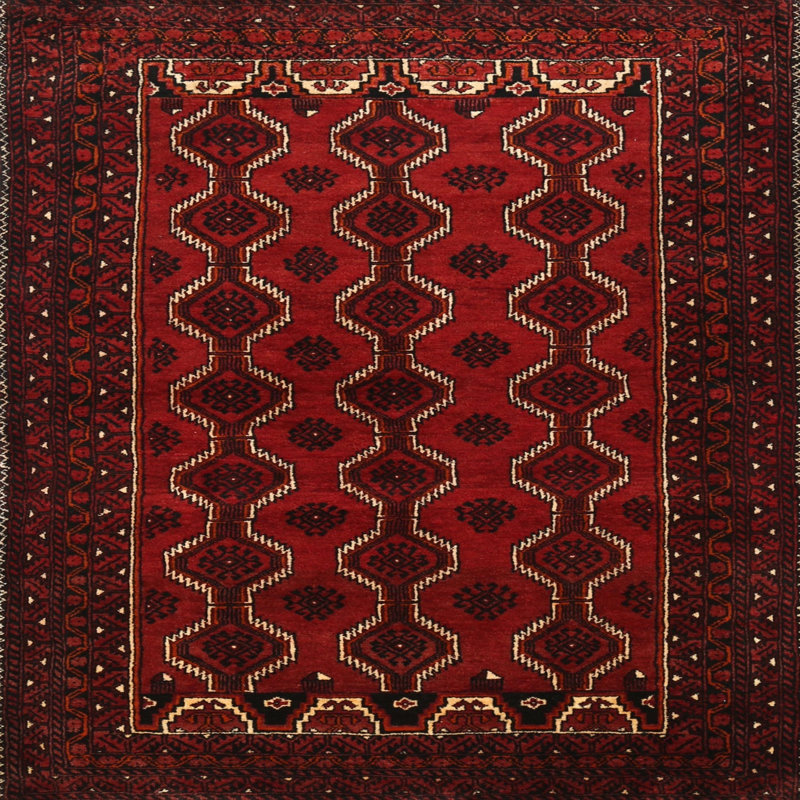 Tapis traditionnel rouge / noir Cullivan, Rond 4 pi