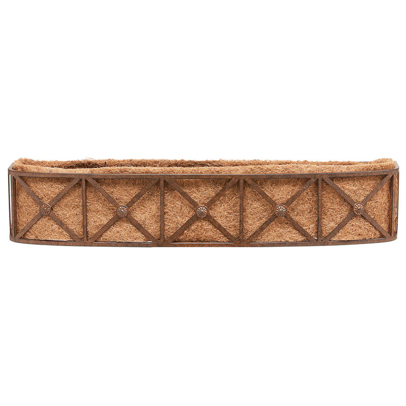 Ifsah Handmade Metal Railing Planter, 9" H x 30" W x 8" D, Natural Patina Brown