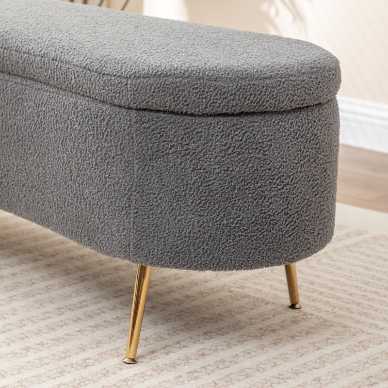 Banc de rangement rembourré Kaybree, Gris