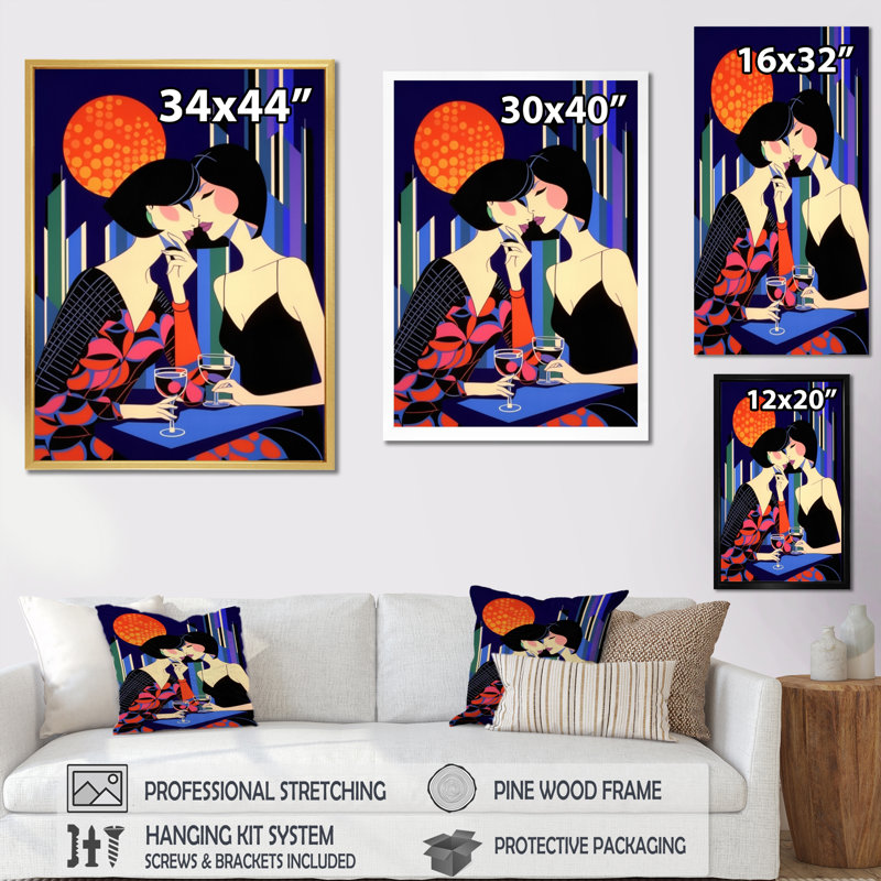 Pop Art Night Life Divas, Cadre photo blanc, H 32 po x l 24 po x P 1 po