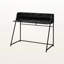 Bureau d'ordinateur Hildon à finition noire avec rehausse et pieds en métal, H 39,12 po x l 47,02 po x P 23,52 po