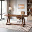 Bureau d'ordinateur de direction ovale 63 po avec plateau en bois massif et pieds-133574034