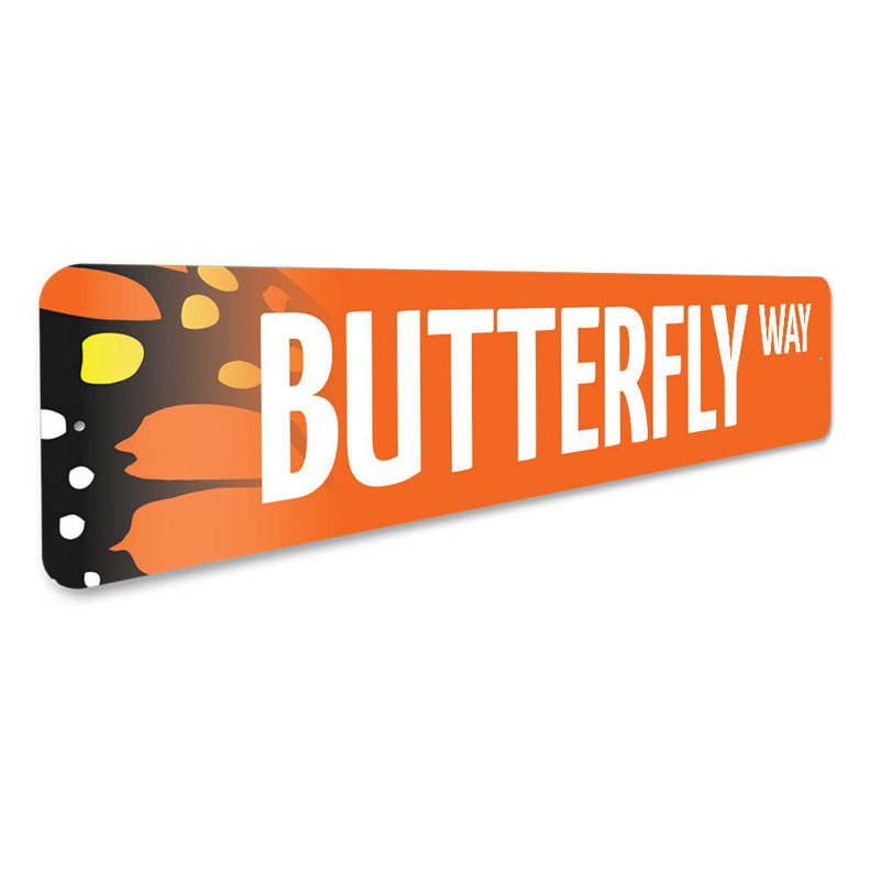 Plaque en aluminium Butterfly Street, H 4 po x l 18 po x P 0,04 po