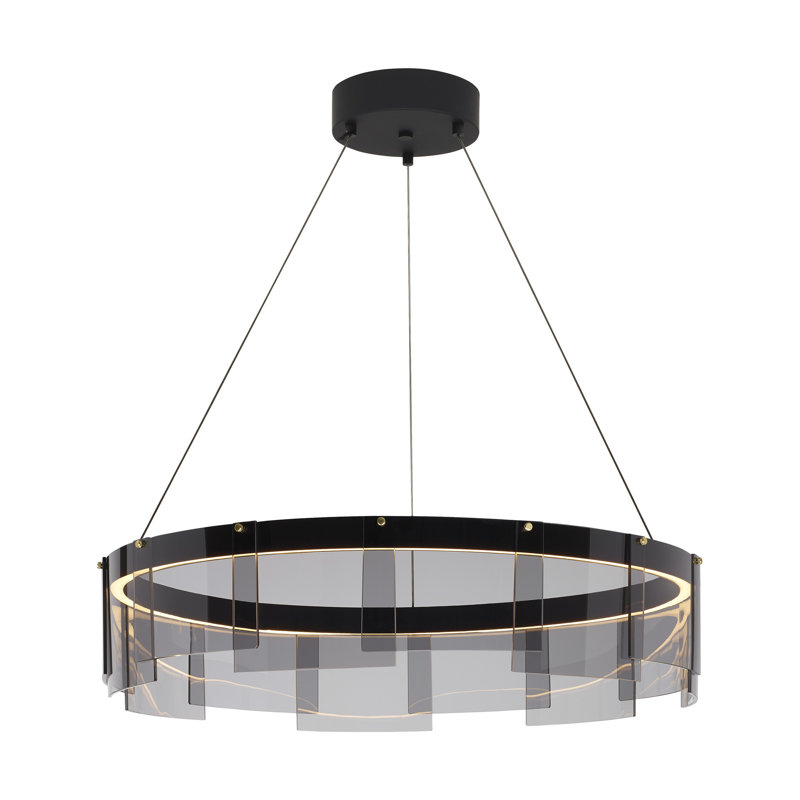 Stratos 1 - Light Glass LED Chandelier, Smoke/Black, Black