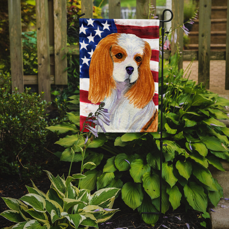 2 côtés en polyester de 2 côtés american drapeau de jardin, Épagneul cavalier King Charles 3