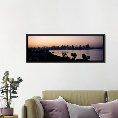 " Silhouette of Buildings at the Waterfront, San Diego, San Diego Bay, San Diego County, California " Print