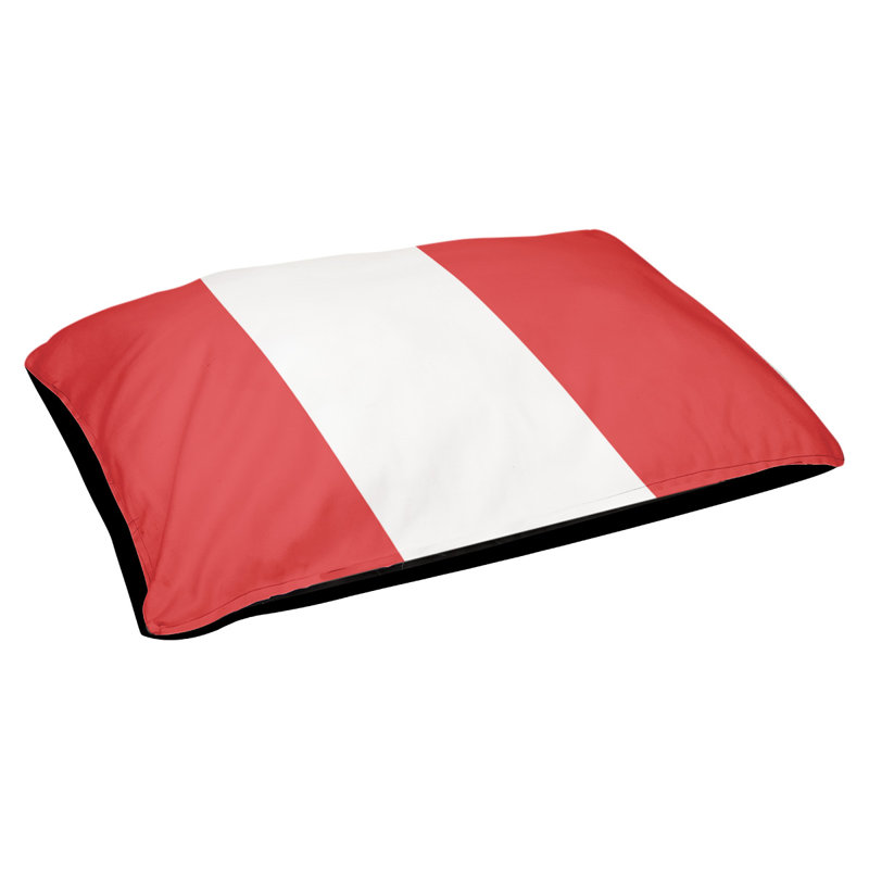 Coussin rectangulaire designer Kansas City, Moyen (L 30 po x l 40 po), Rouge / blanc / rouge