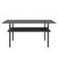 Table basse 38,6 po moderne en verre trempé noir avec tablette en bois et pieds en métal
