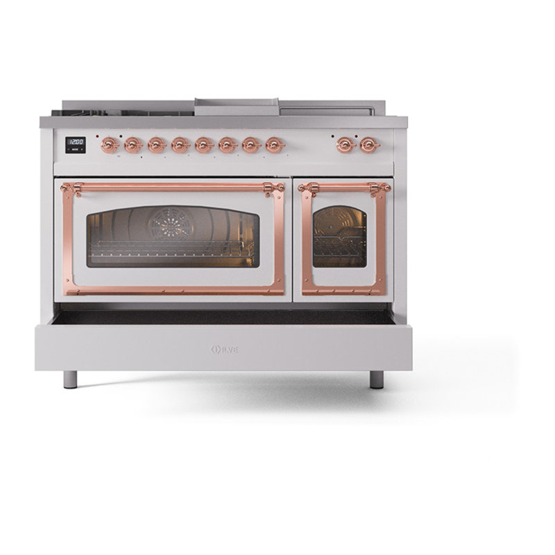 ILVE Nostalgie II Noblesse 48 inch Dual Fuel Range, Copper, Liquid Propane