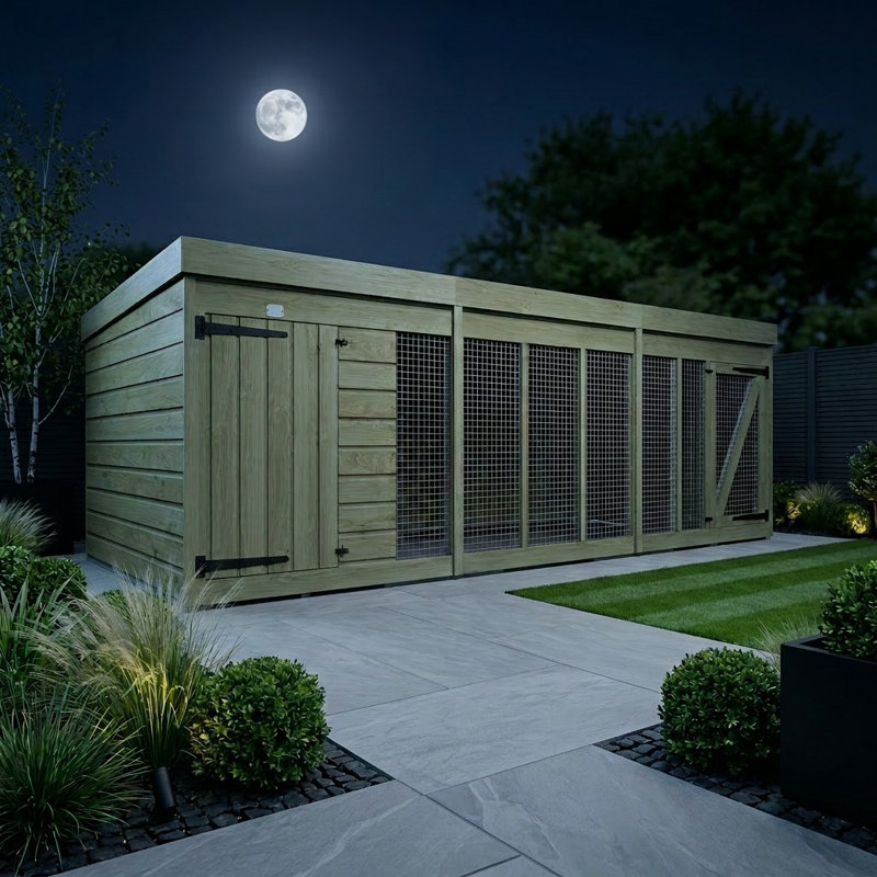 Total Sheds 12ft x 6ft Dog Run Short - Outdoor Dog Kennel - Pressure Treated Timber - UK Manufactured