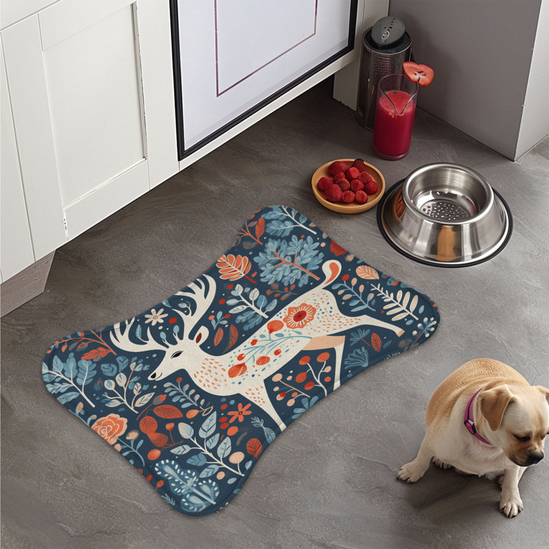 Nordic Festive Patterns - 1 Piece Bone Shape Feeding Mat, 14"