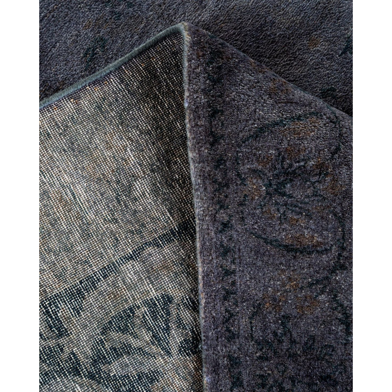 Tapis gris noué à la main Zanyra, unique en son genre - gris