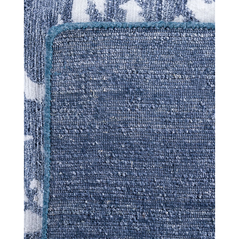 Gray Hand-Knotted Silk Rectangular Area Rug, 9'2" x 12'