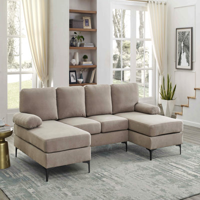 Canapé modulaire en U rembourré de polyester avec pieds en métal